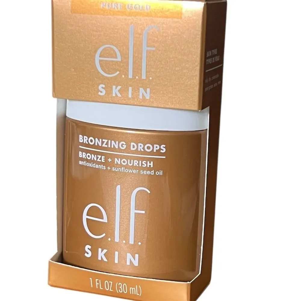 e.l.f. Skin Bronzing Drops Pure Gold Liquid Glow Vegan 1 fl oz